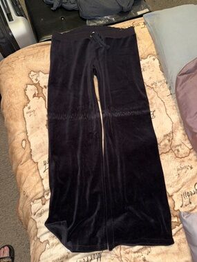 🖤JUICY COUTURE VINTAGE BLACK WIDE LEG VELOUR PANTS SIZE XL🖤